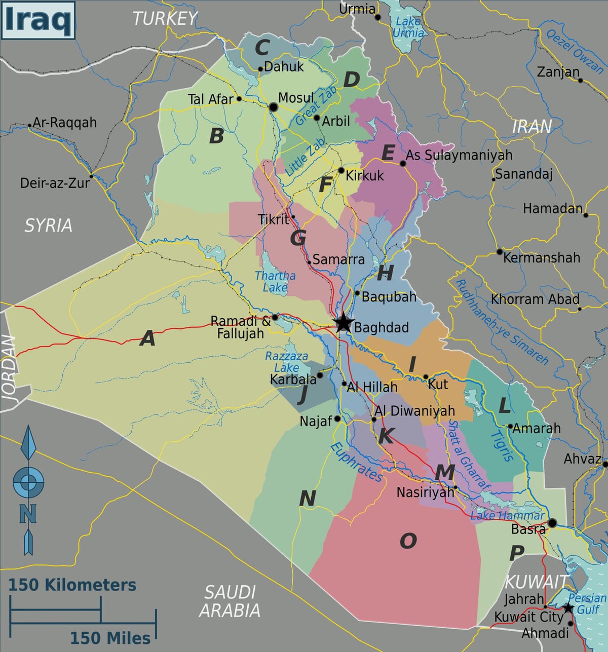 Irak haritası bölgeler