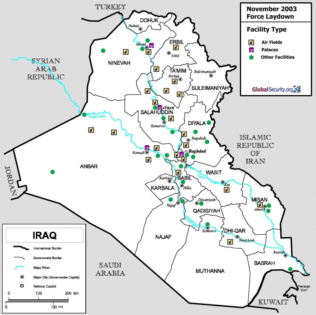 Irak haritası havaalanları